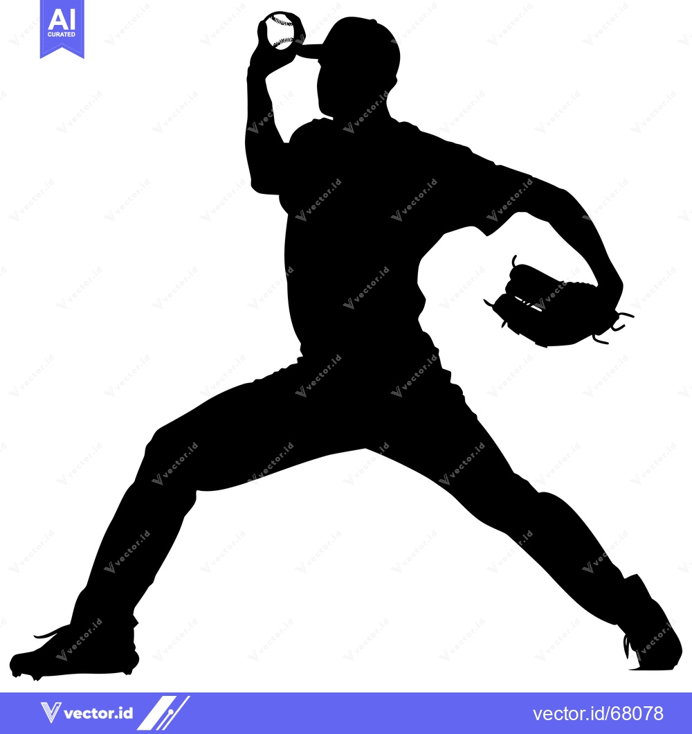 Premium Vector of Silhouette of a baseball player pitching a ball
