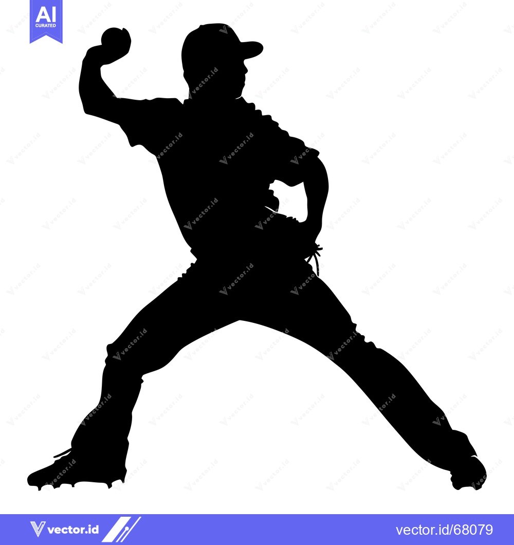 Premium Vector of Silhouette of a Baseball Pitcher in Action