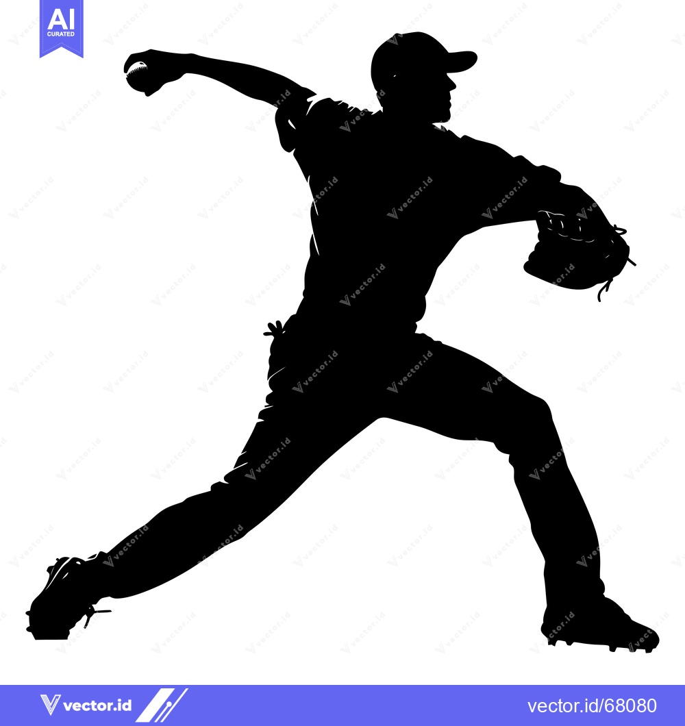 Premium Vector dari Silhouette of a Baseball Pitcher Throwing a Pitch