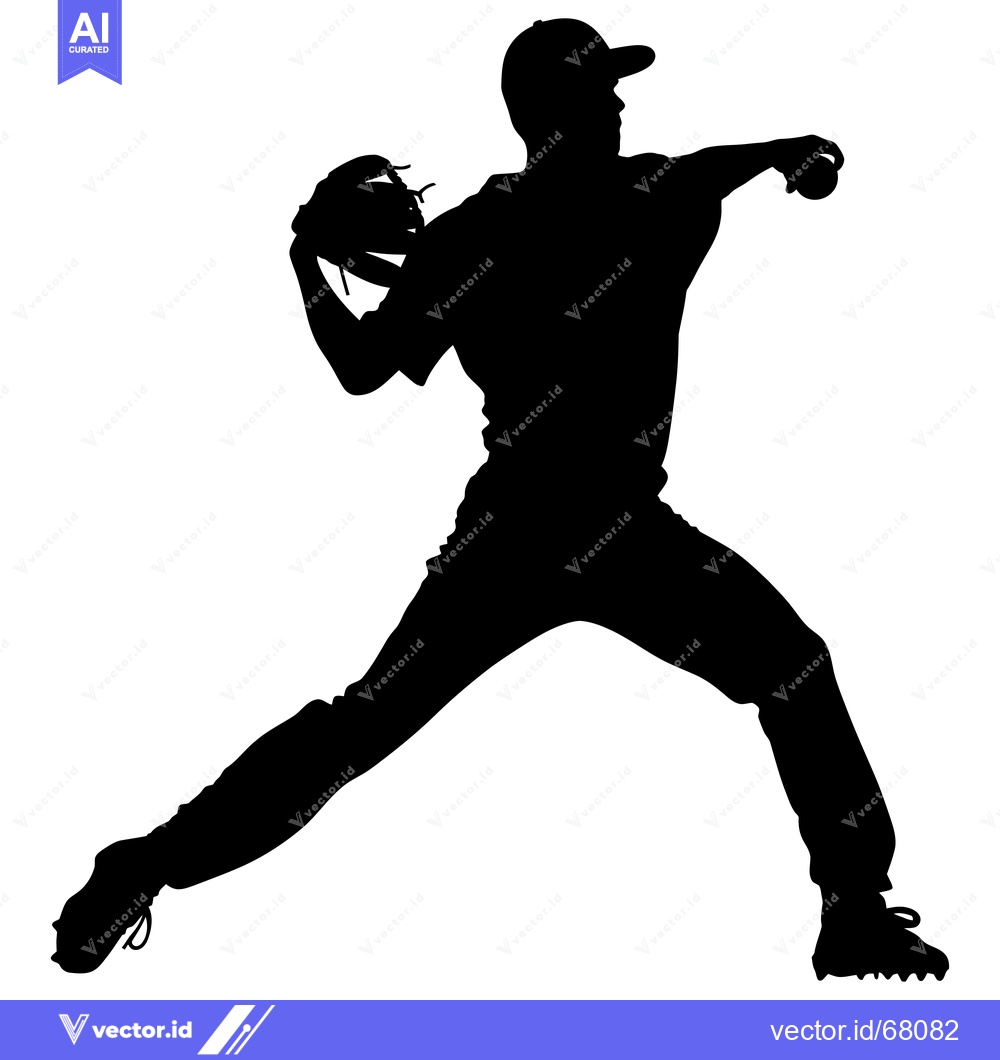 Premium Vector dari Silhouette of a Baseball Pitcher in Action