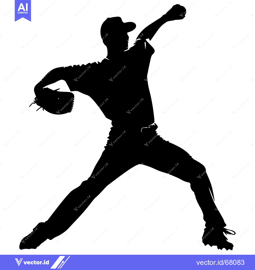 Premium Vector of Silhouette of a baseball pitcher throwing a pitch
