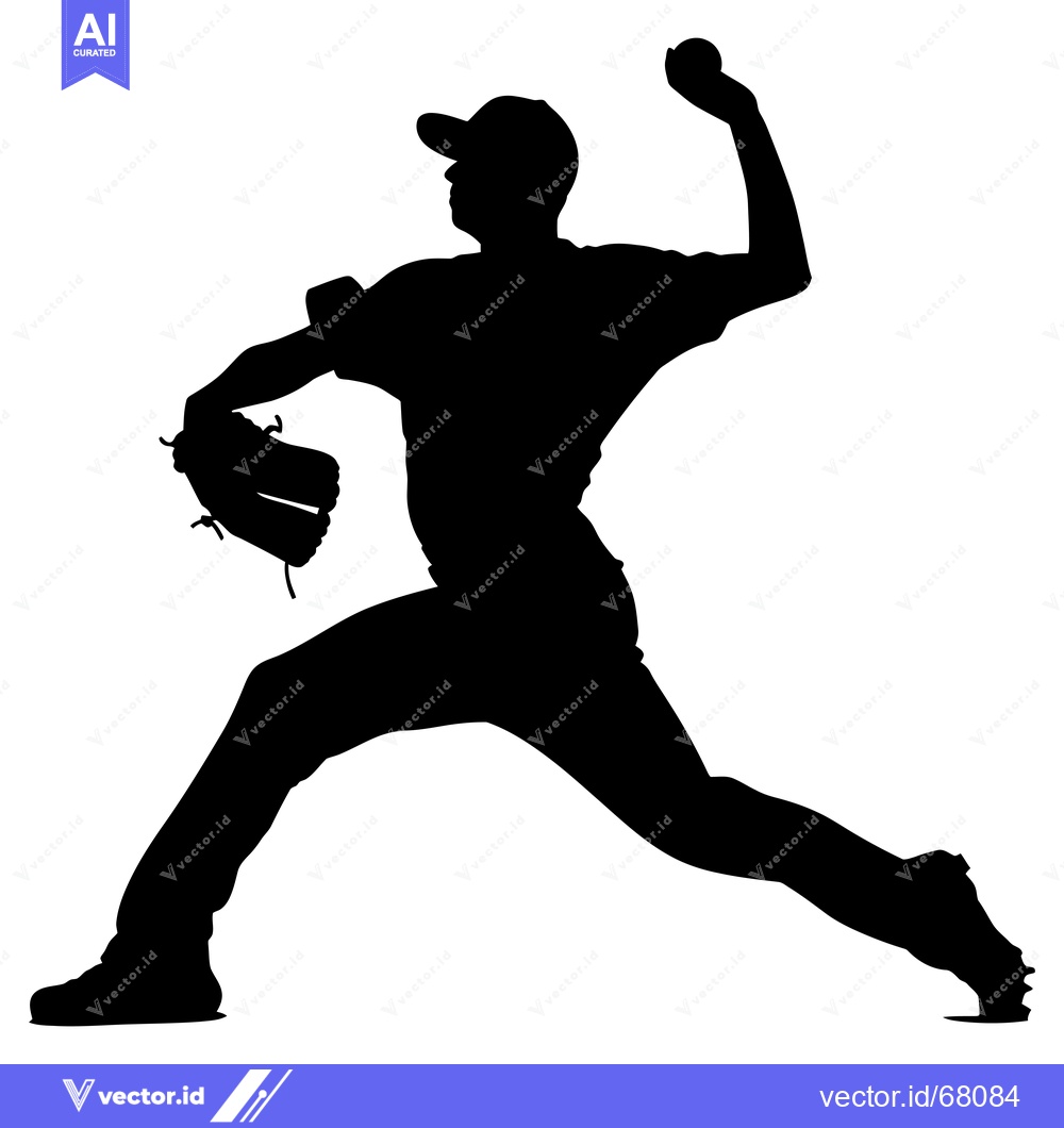 Premium Vector of Silhouette of a baseball pitcher throwing a ball