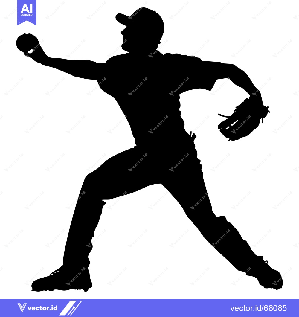 Premium Vector of Silhouette of a Baseball Pitcher Throwing a Ball