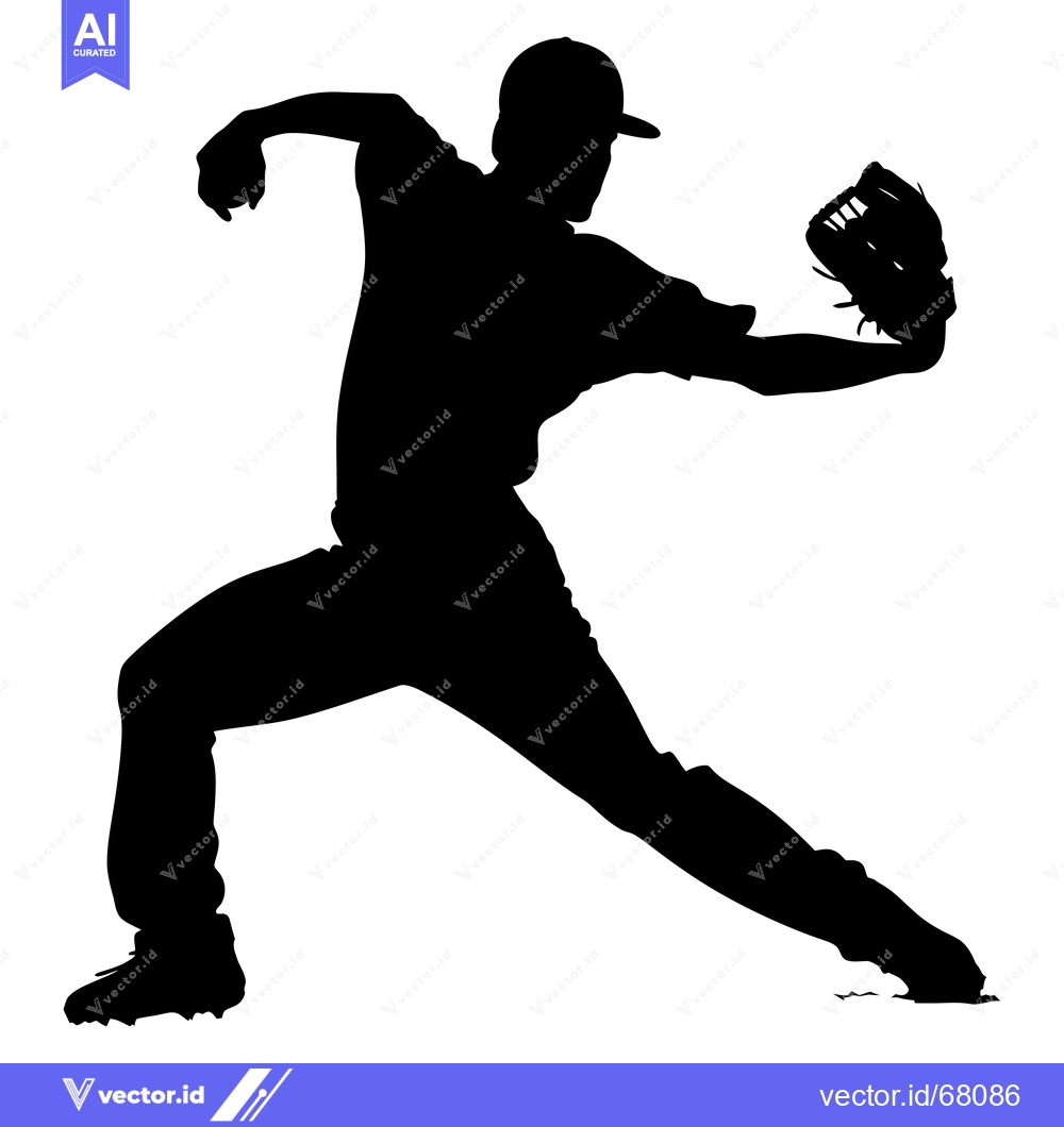 Premium Vector of Silhouette of a baseball pitcher in mid-throw