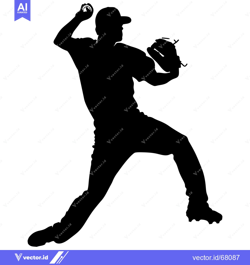 Premium Vector dari Silhouette of a Baseball Player Throwing a Pitch