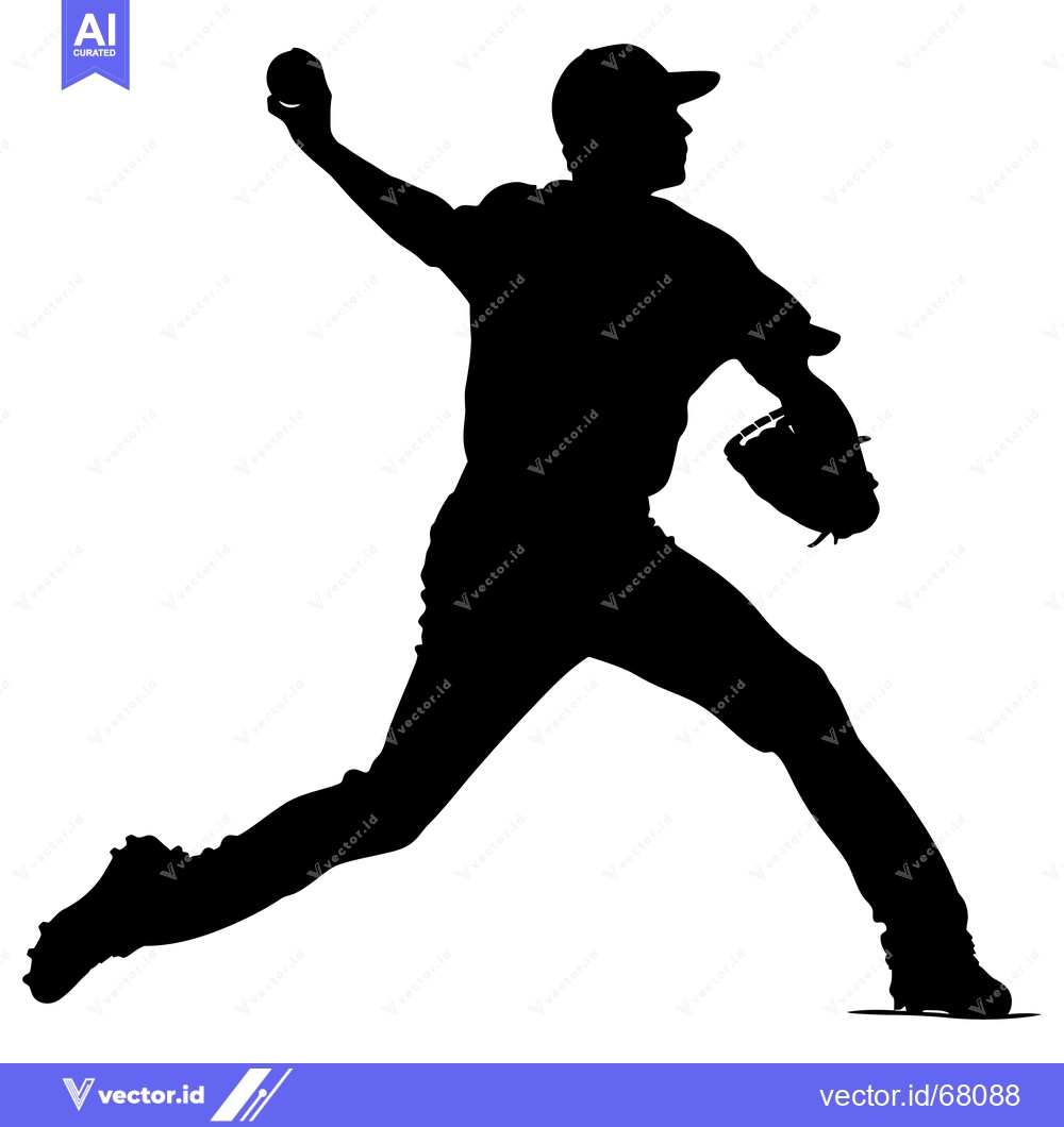 Premium Vector of Silhouette of a Baseball Pitcher Throwing a Pitch
