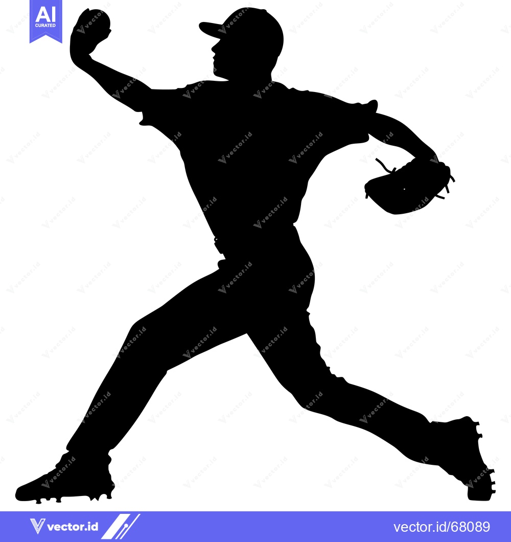 Premium Vector dari Silhouette of a Baseball Pitcher Throwing a Ball
