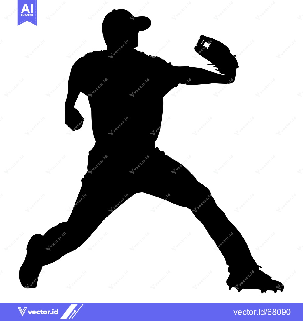 Premium Vector dari Silhouette of a Baseball Pitcher Throwing a Pitch