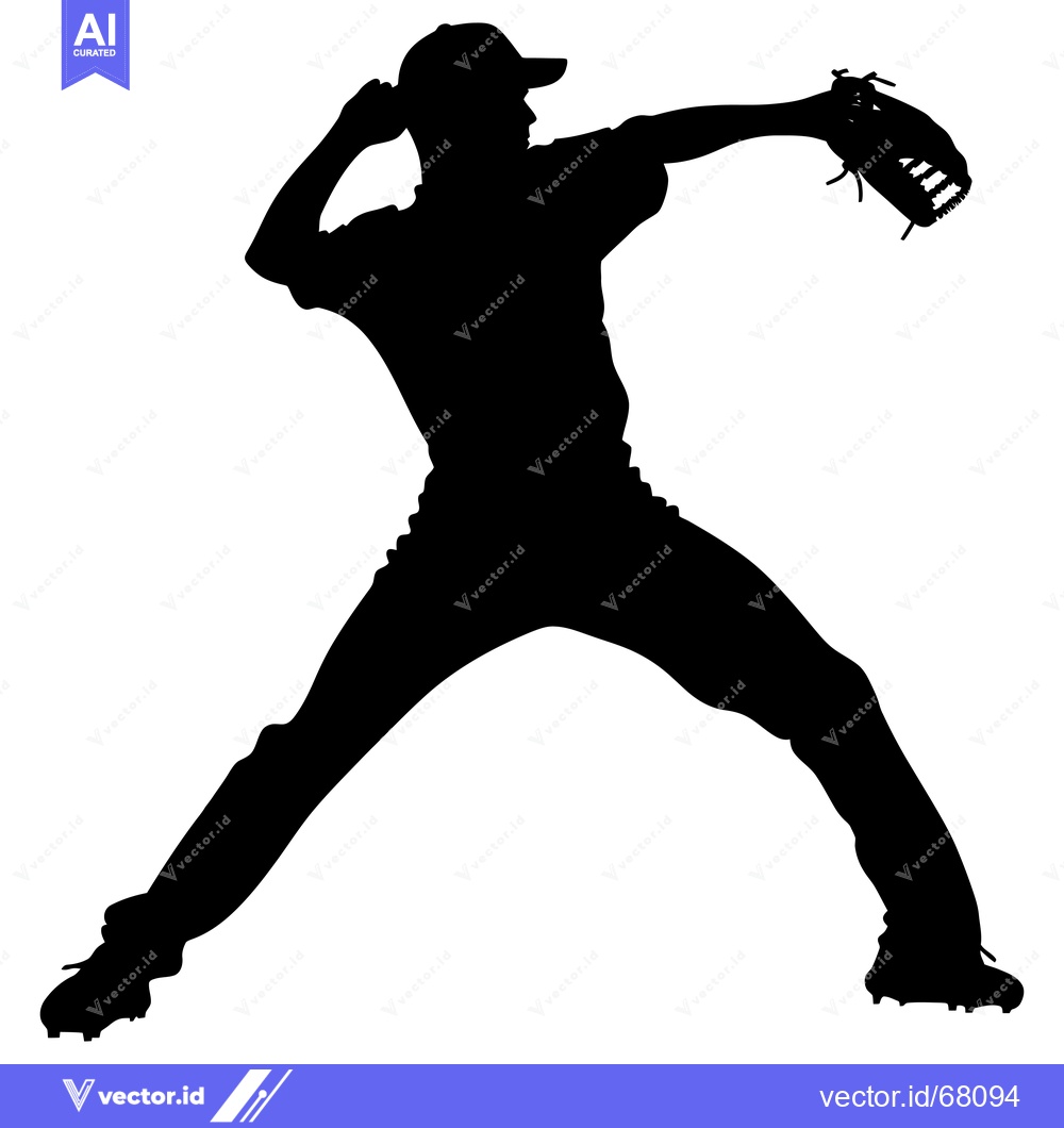 Premium Vector of Silhouette of a baseball pitcher in mid-throw
