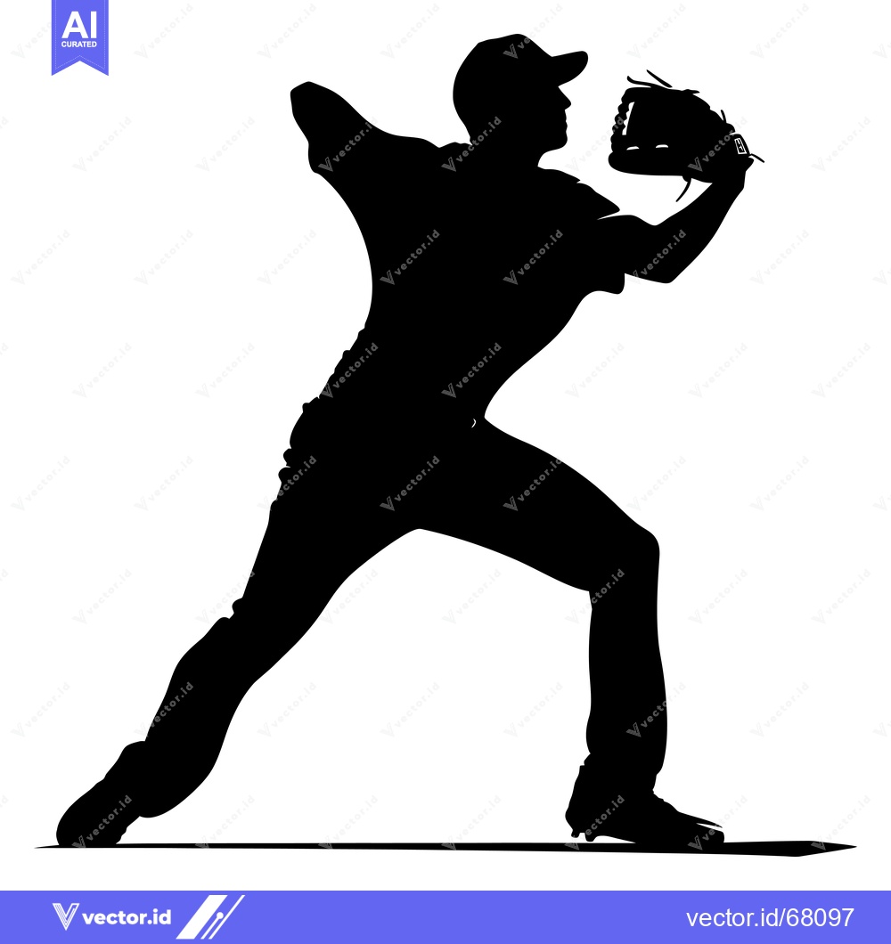 Premium Vector dari Silhouette of a Baseball Player Throwing a Ball