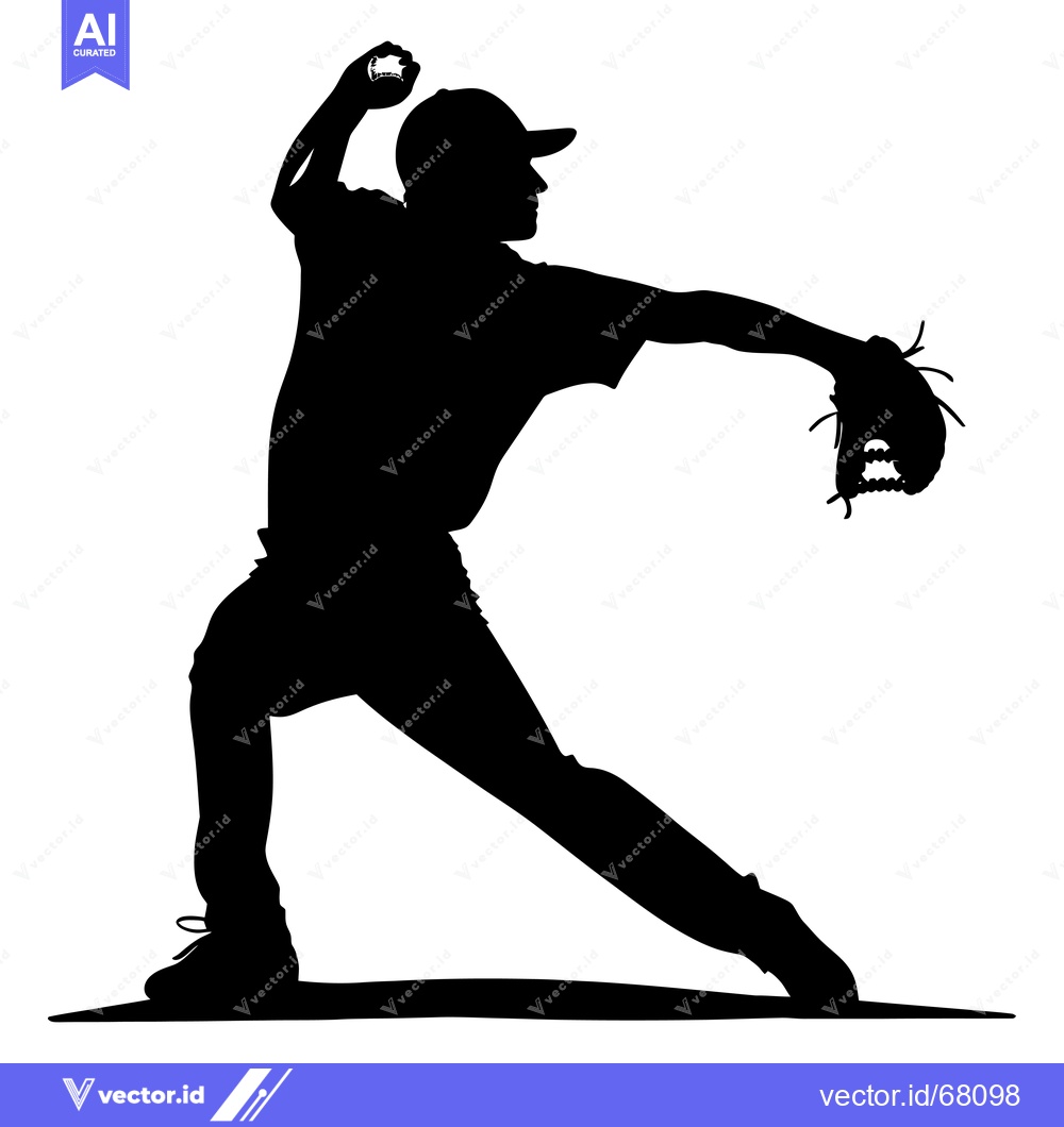 Premium Vector of Silhouette of a Baseball Pitcher Throwing a Pitch