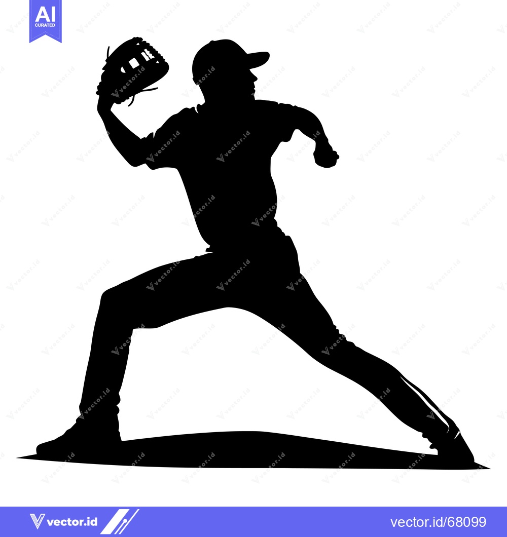 Premium Vector of Silhouette of a Baseball Pitcher Throwing a Pitch
