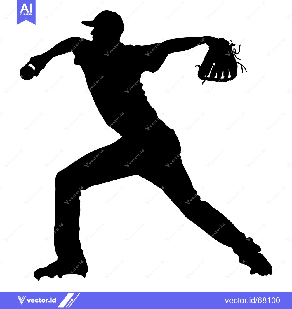 Premium Vector dari Silhouette of a Baseball Pitcher Throwing a Ball