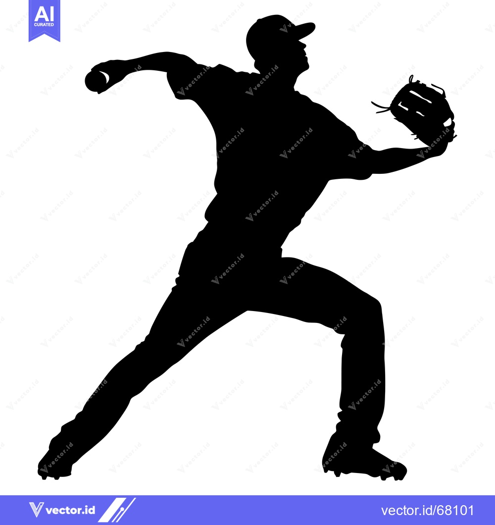 Premium Vector dari Silhouette of a baseball pitcher throwing a pitch