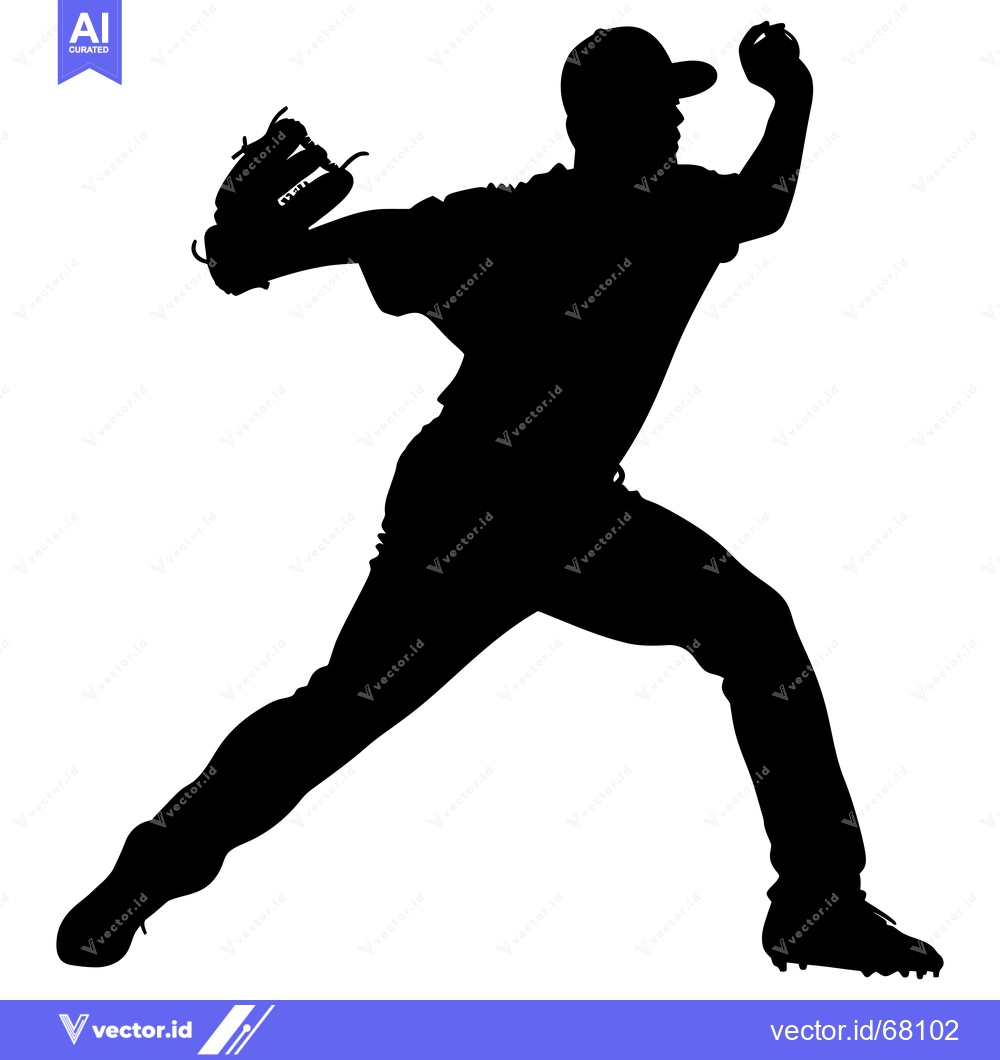 Premium Vector of Silhouette of a baseball player throwing a ball