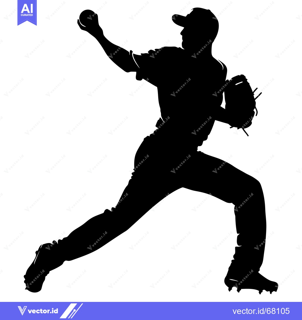 Premium Vector dari Silhouette of a Baseball Pitcher Throwing a Ball