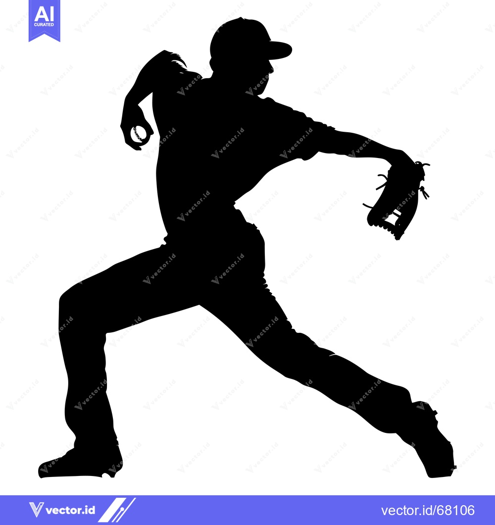 Premium Vector dari Silhouette of a Baseball Pitcher Throwing a Ball