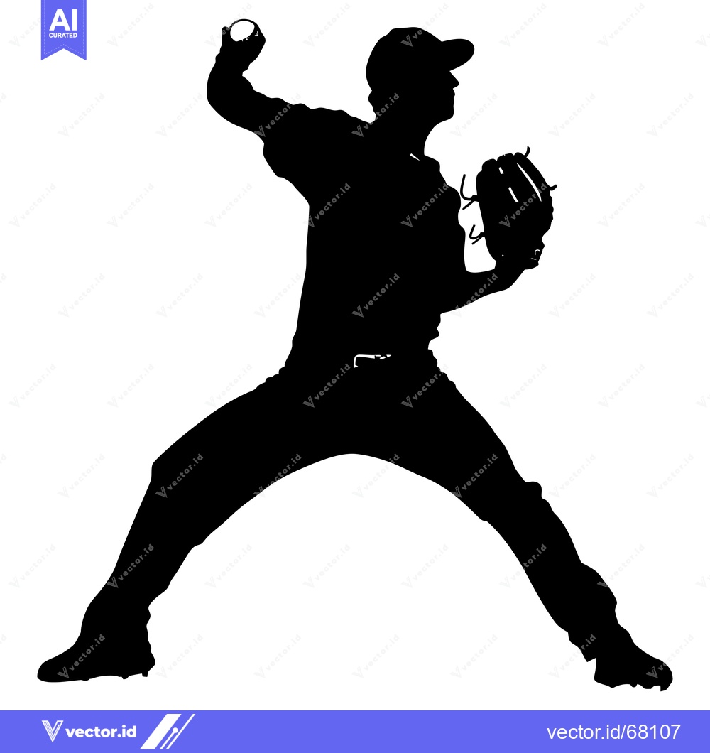 Premium Vector dari Silhouette of a baseball pitcher throwing a ball