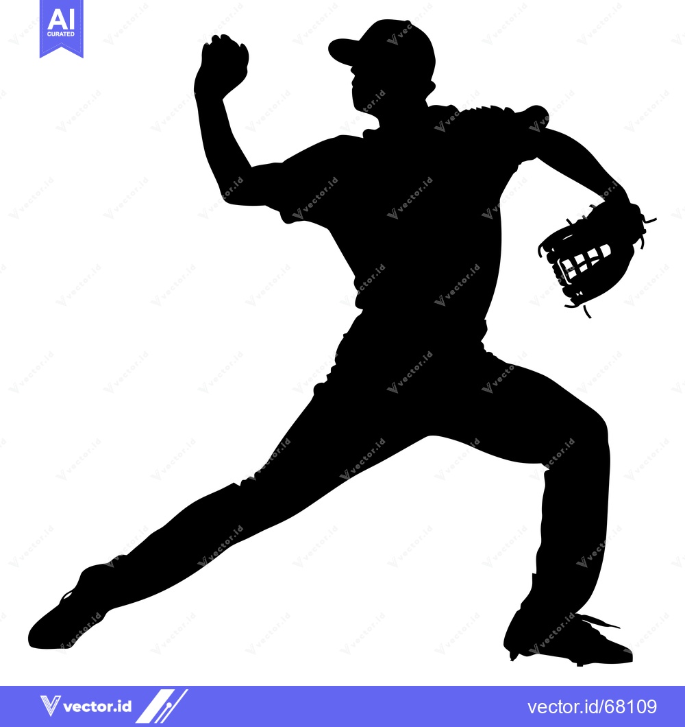 Premium Vector dari Silhouette of a Baseball Pitcher in Action
