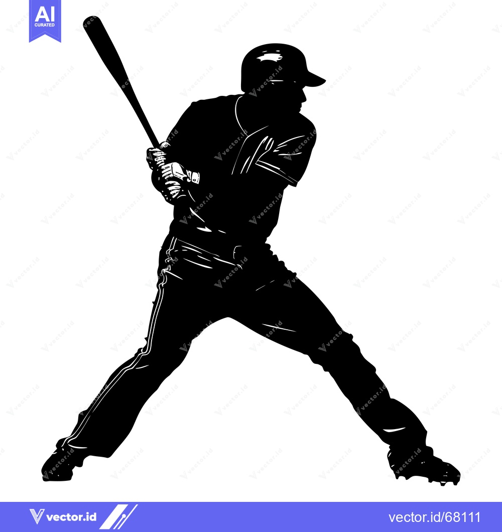 Premium Vector dari Silhouette of a Baseball Player Batting