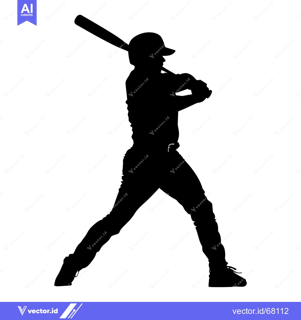 Premium Vector dari Silhouette of a Baseball Player Batting