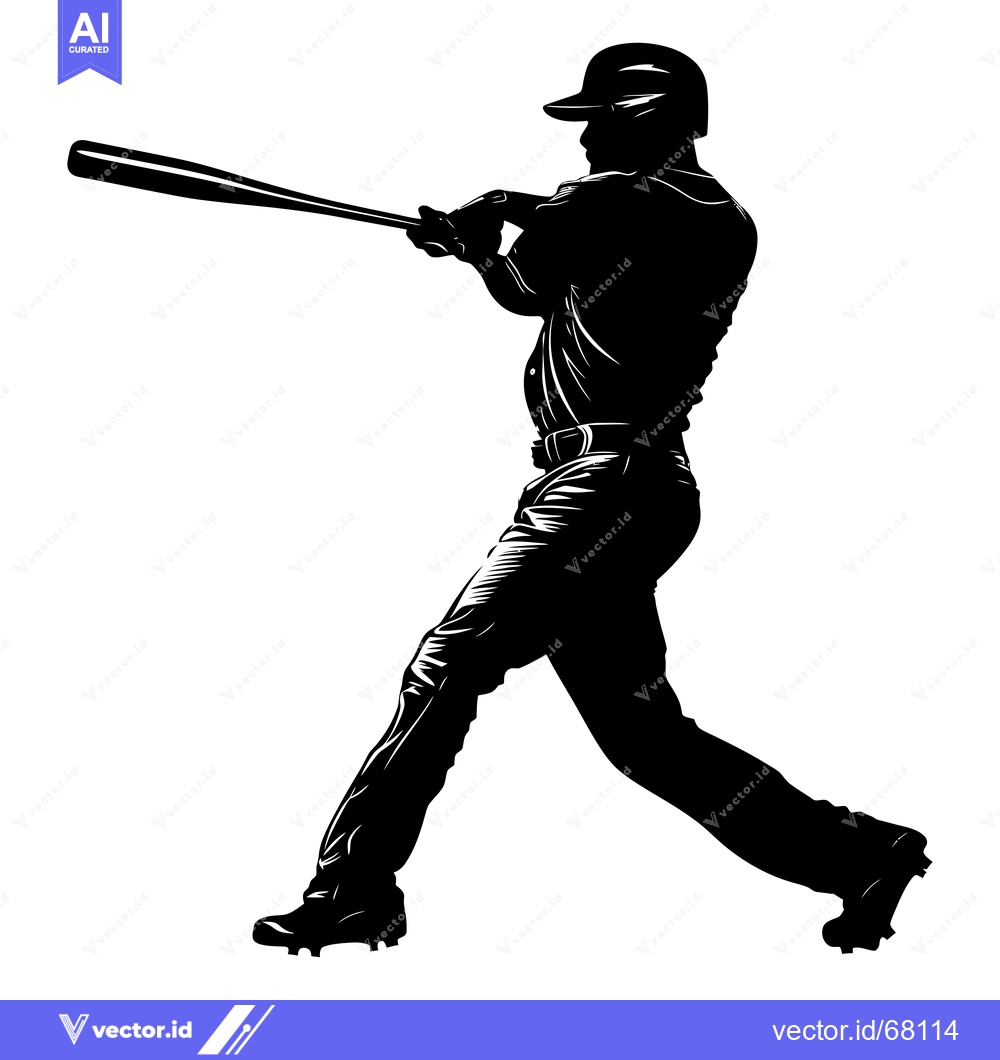Premium Vector of Silhouette of a Baseball Player Swinging a Bat