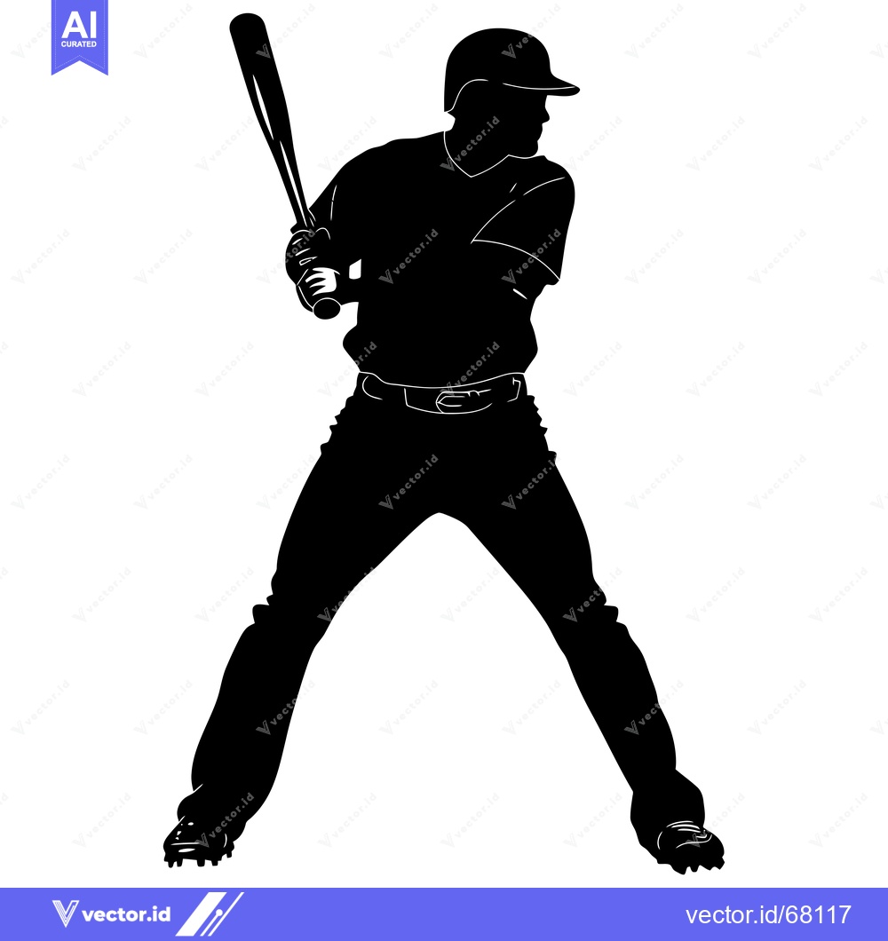 Premium Vector of Silhouette of a Baseball Player Batting
