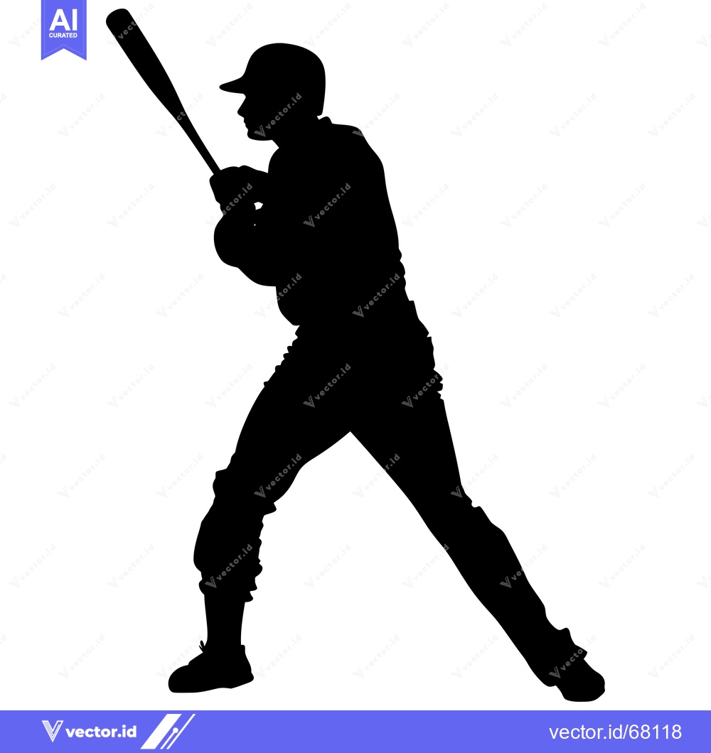 Premium Vector dari Silhouette of a Baseball Player Swinging a Bat