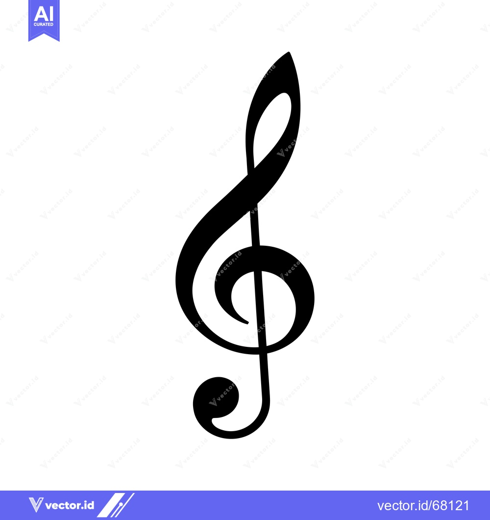 Premium Vector dari Black Treble Clef Musical Note Symbol