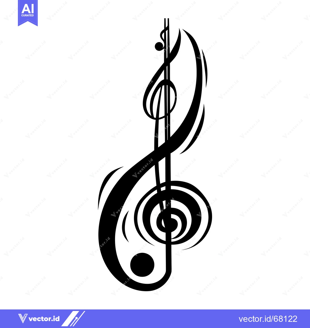 Premium Vector of A Stylized Black Treble Clef with Circular Design Elements