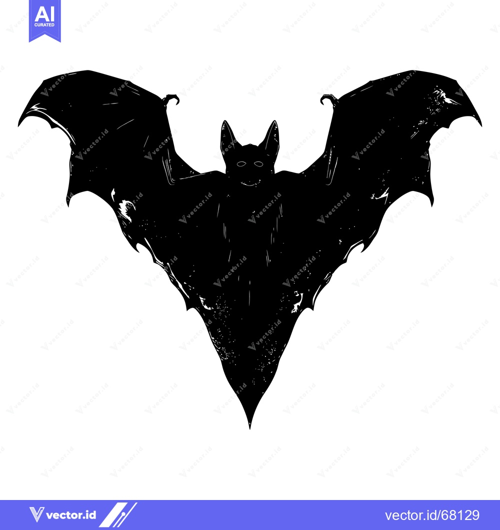 Premium Vector dari Black and white silhouette of a bat with outstretched wings