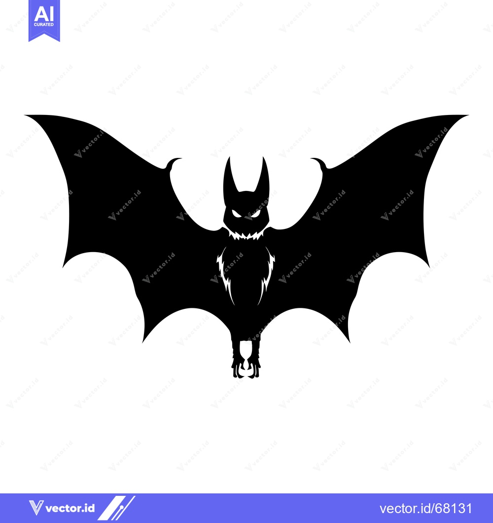 Premium Vector dari Black and White Silhouette of a Ferocious Bat with Spiked Wings