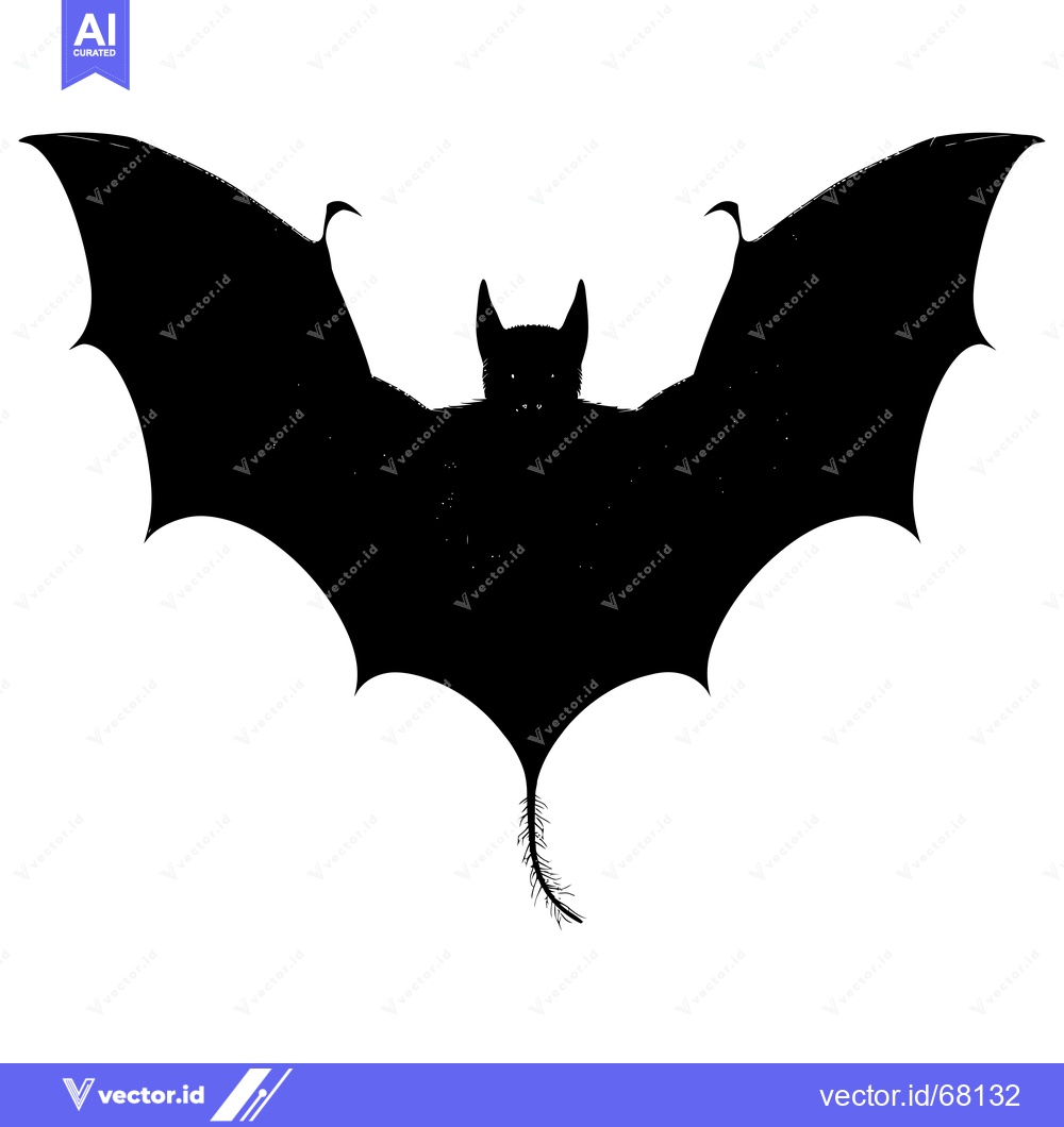 Premium Vector dari Black and White Silhouette of a Bat with Spread Wings