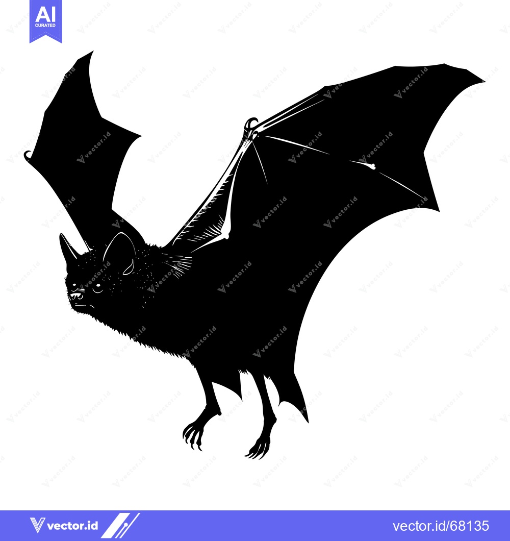 Premium Vector dari Black and White Silhouette of a Bat in Flight