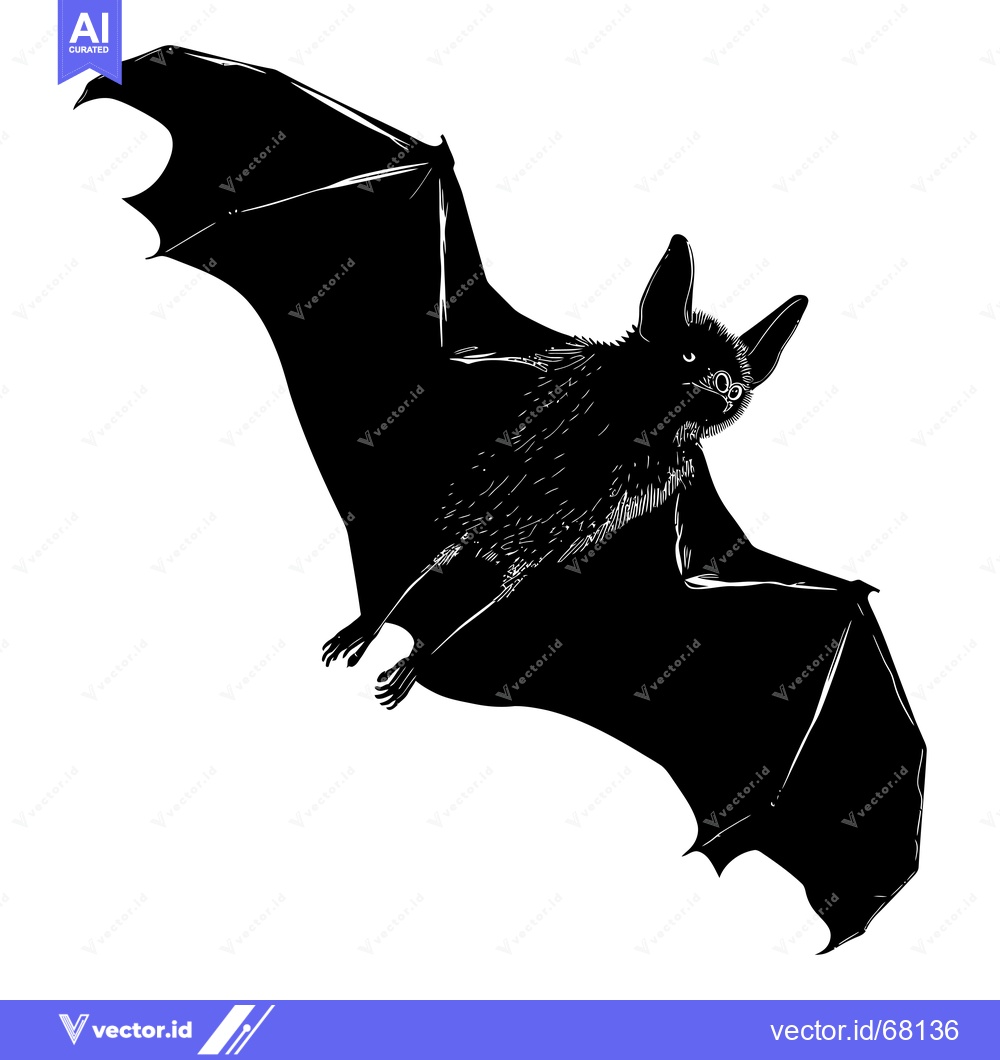 Premium Vector dari Black and White Silhouette of a Bat in Flight
