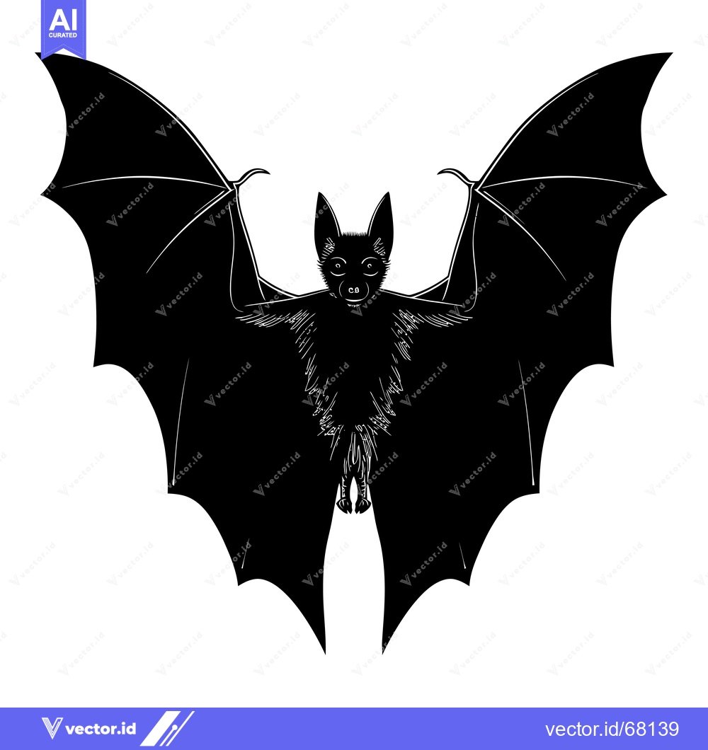 Premium Vector of Silhouette of a Bat with Spread Wings