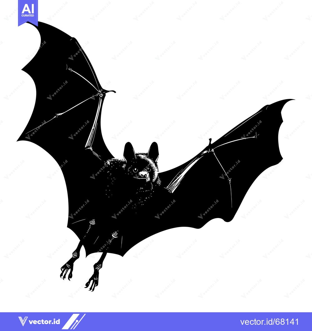 Premium Vector dari Black and White Silhouette of a Bat in Flight
