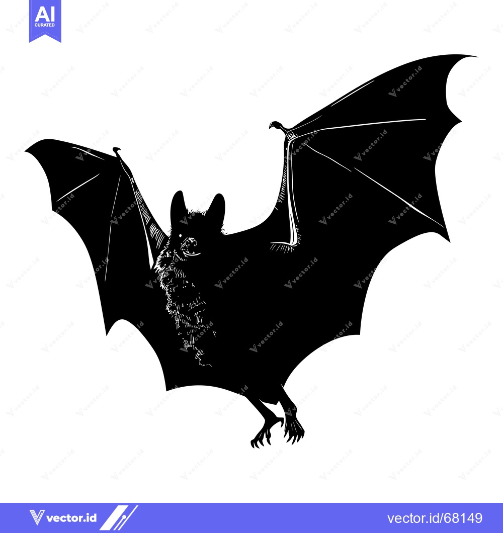 Premium Vector dari Black and White Silhouette of a Bat in Flight
