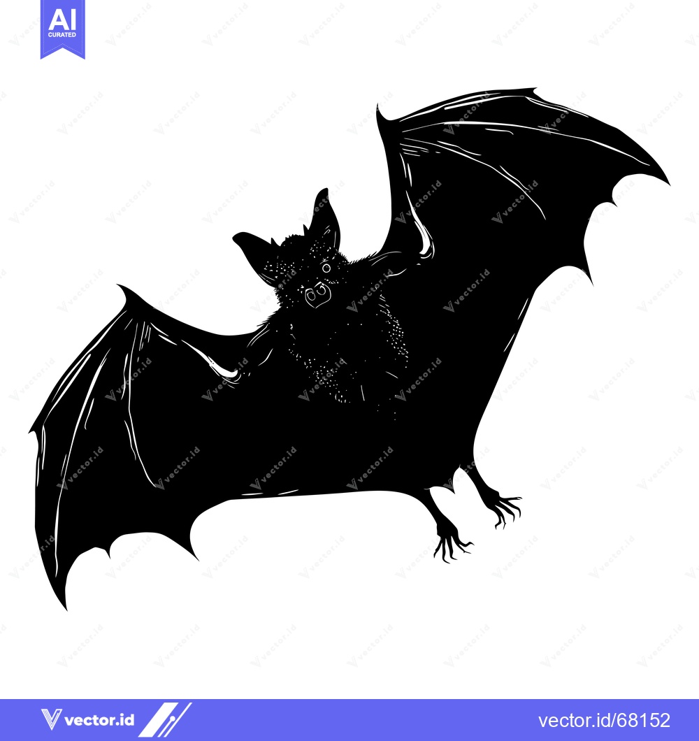 Premium Vector dari Black and white silhouette of a bat in flight
