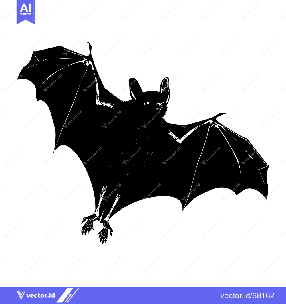 Premium Vector dari Black and White Silhouette of a Bat in Flight