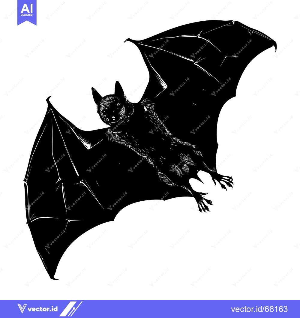 Premium Vector dari Black and white silhouette of a bat in flight