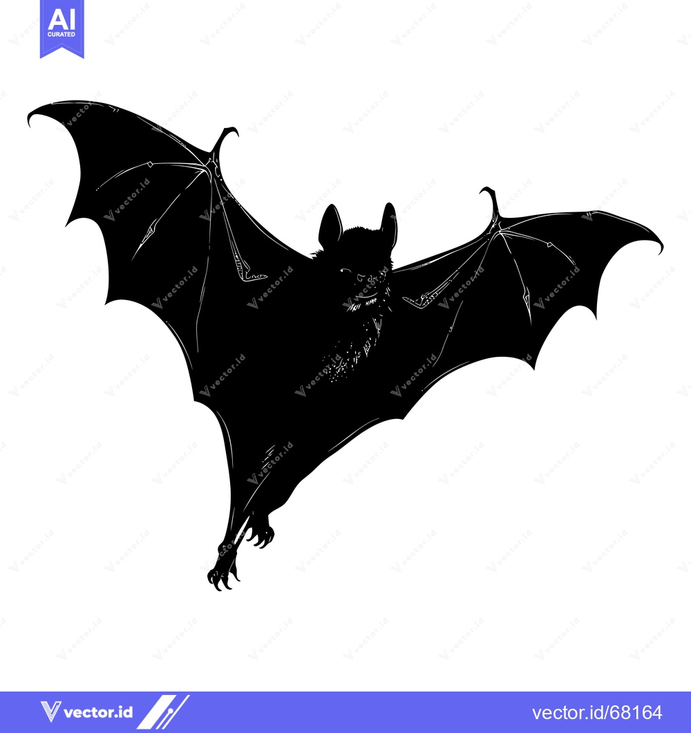 Premium Vector dari Black and White Silhouette of a Bat in Flight