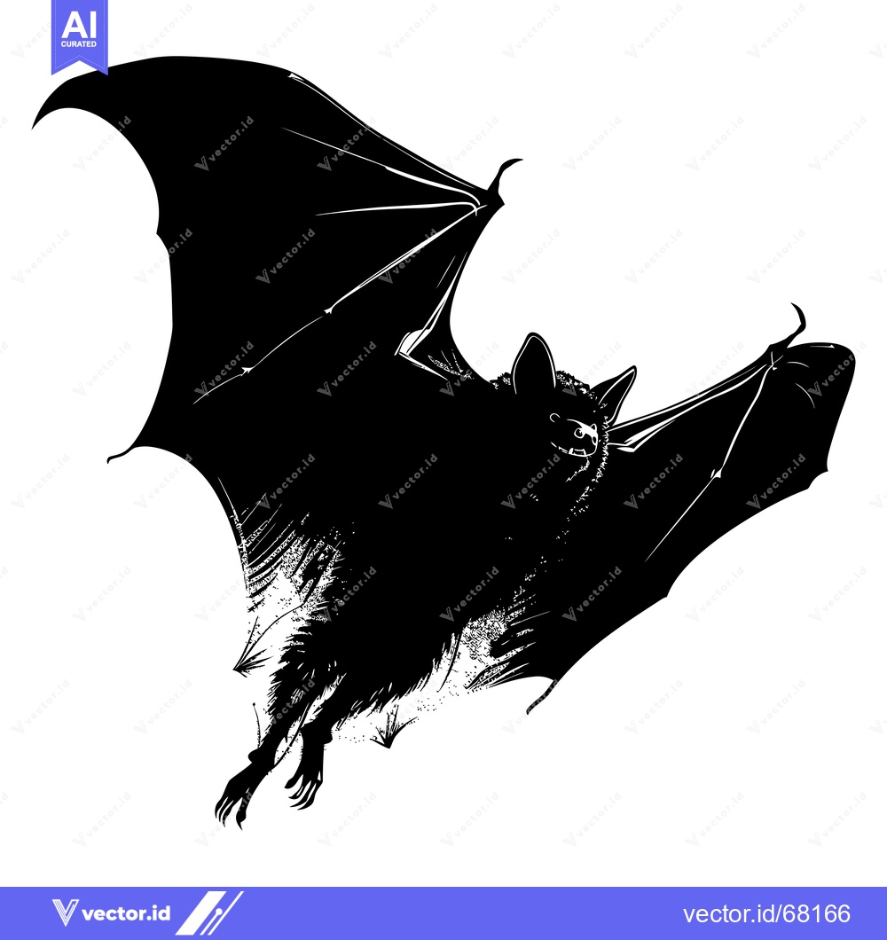 Premium Vector dari A Detailed Silhouette of a Bat in Flight