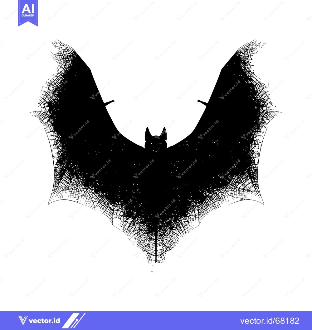 Premium Vector dari Black and White Silhouette of a Bat with Spread Wings