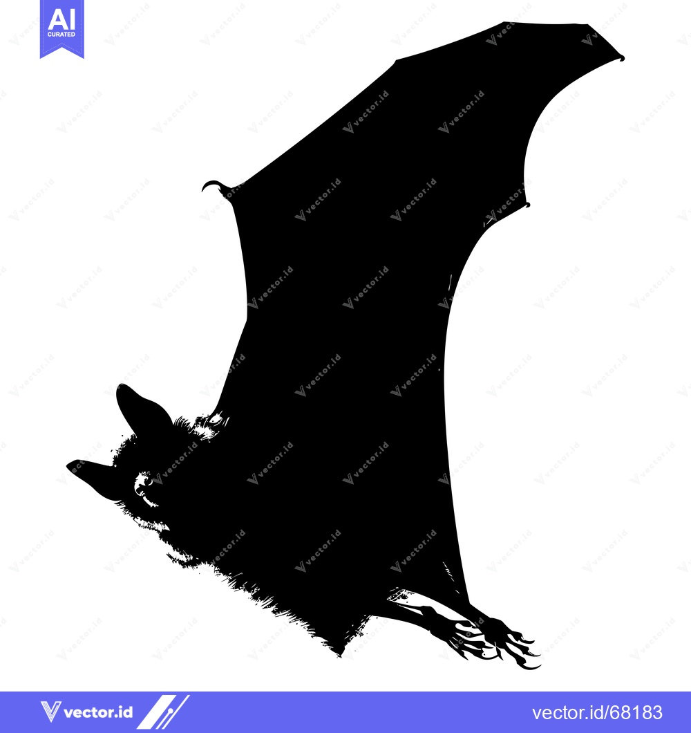 Premium Vector dari Black and White Silhouette of a Flying Bat