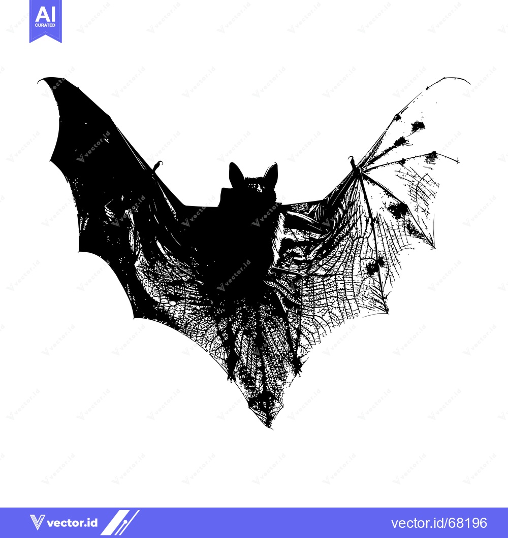 Premium Vector dari Black and white silhouette of a bat with spread wings