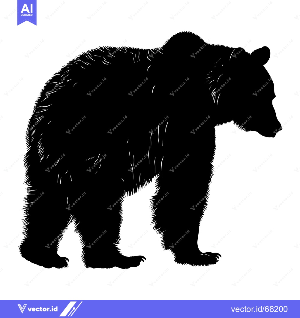 Premium Vector dari Silhouette of a Grizzly Bear Standing on All Fours