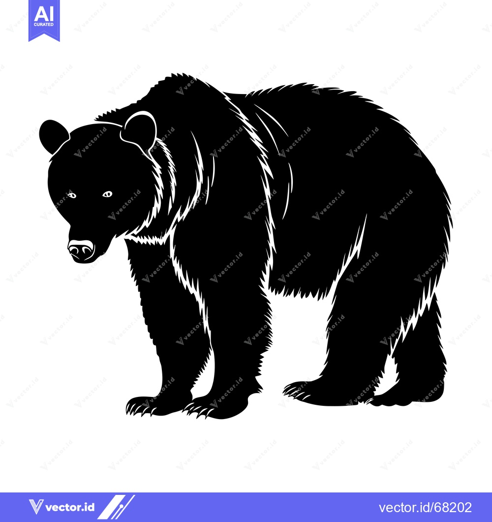 Premium Vector dari Black and White Silhouette of a Standing Bear