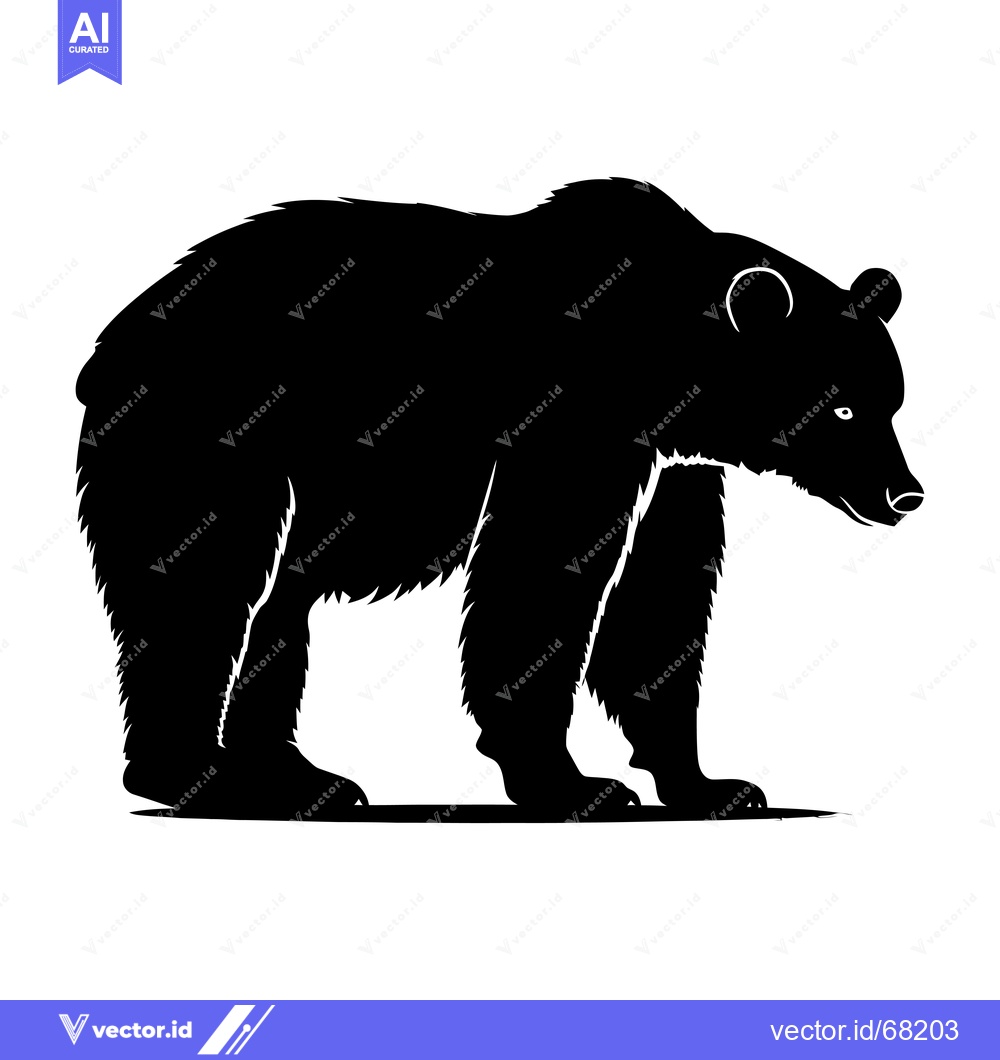 Premium Vector of Black Silhouette of a Bear Standing on Four Legs