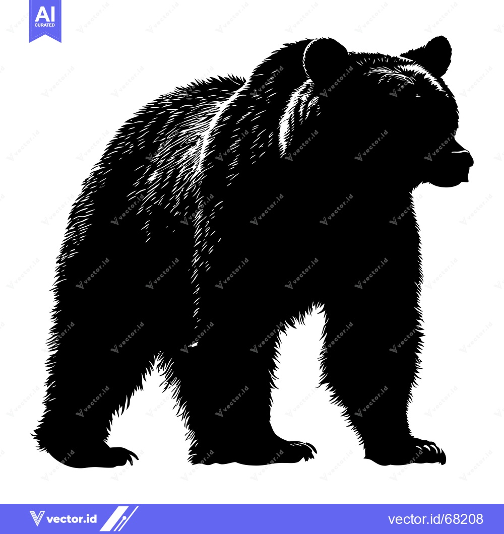 Premium Vector dari Black and White Silhouette of a Standing Bear